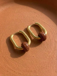 Creoles boucles d’oreilles rectangulaire sandstone