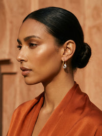 creoles acier inoxydable agate blanche