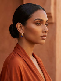 creoles acier inoxydable agate bleue