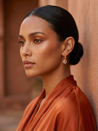 creoles acier inoxydable quartz rose