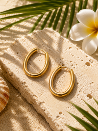 Boucles d'Oreilles Zano | Créoles Ovales Dorées – Univers Tropical