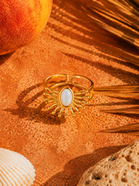 Bague SOLÉA | Soleil Opale & Or 24k Ajustable – Univers Solaire