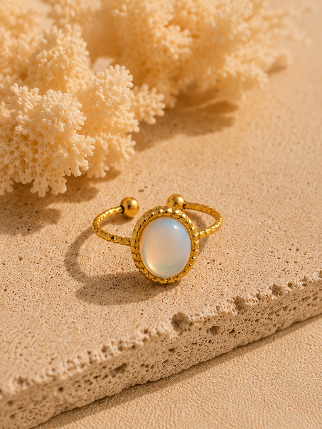 Bague ALIZÉ — Opale & Or 24k | Univers Aquatique